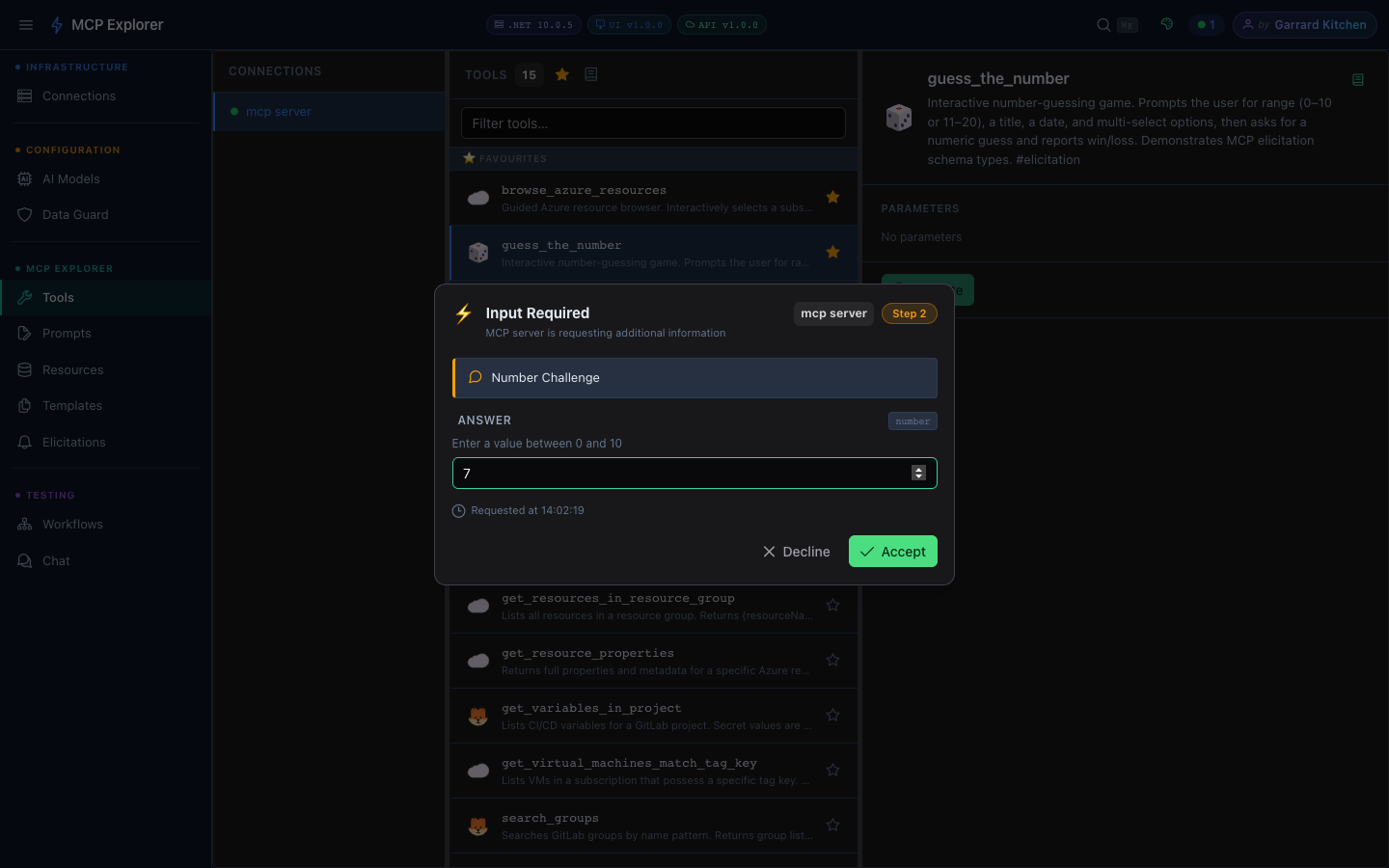 Number input with value 7 entered