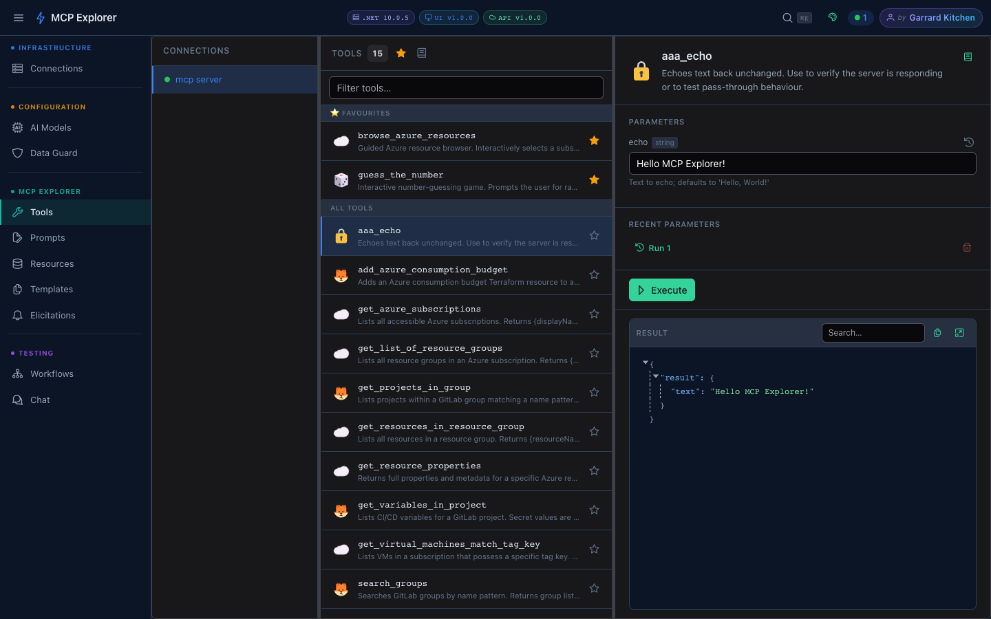 JSON viewer showing tool response with expandable tree