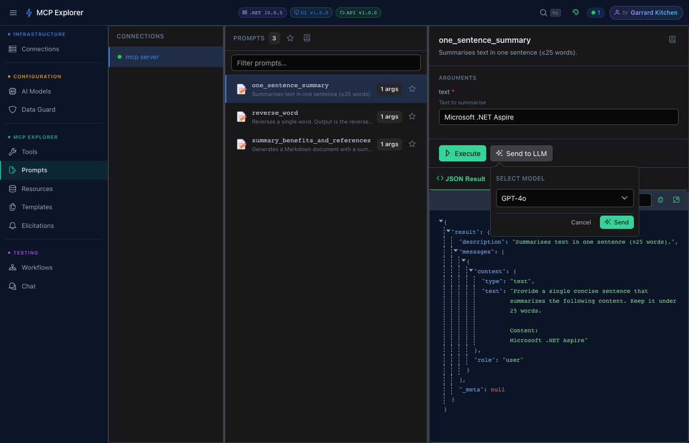 Model picker popover with GPT-4o selected and Cancel/Send buttons