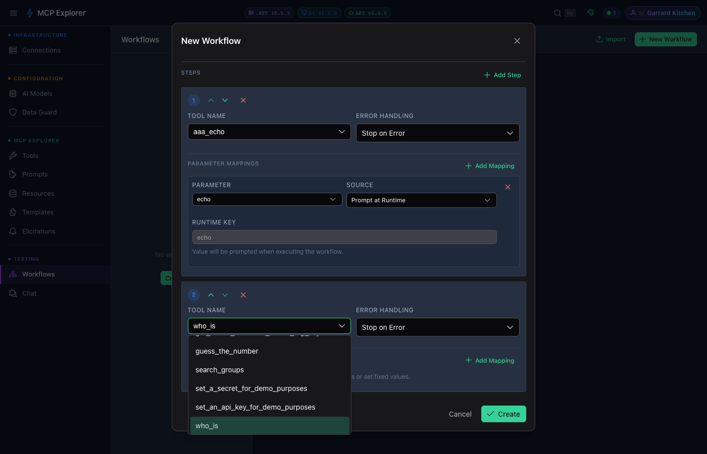 Step 2 configured with who_is tool