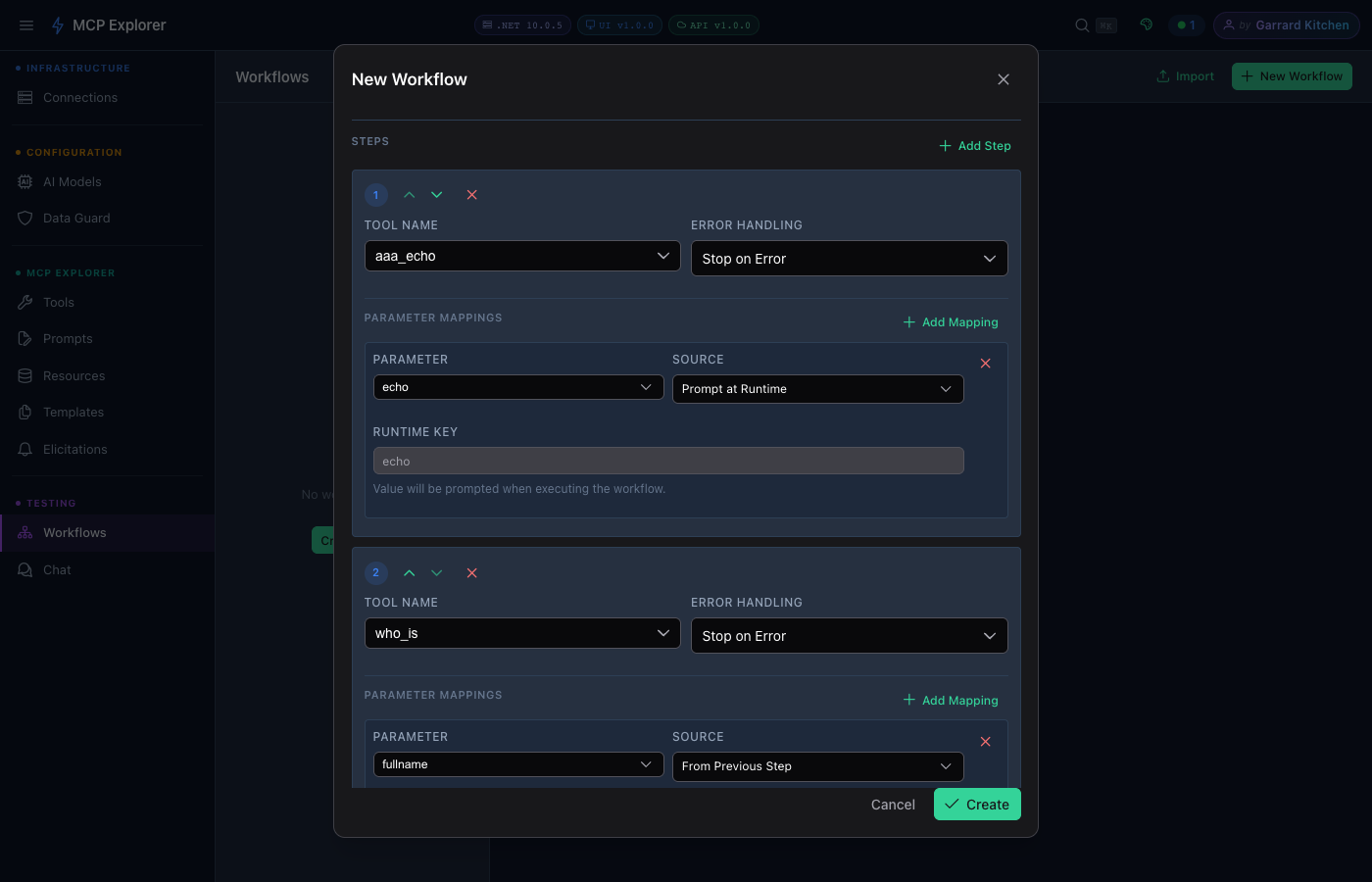 Step 2 fullname parameter mapped From Previous Step