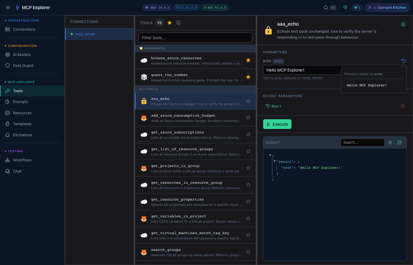 MCP Explorer X — Tools landing page
